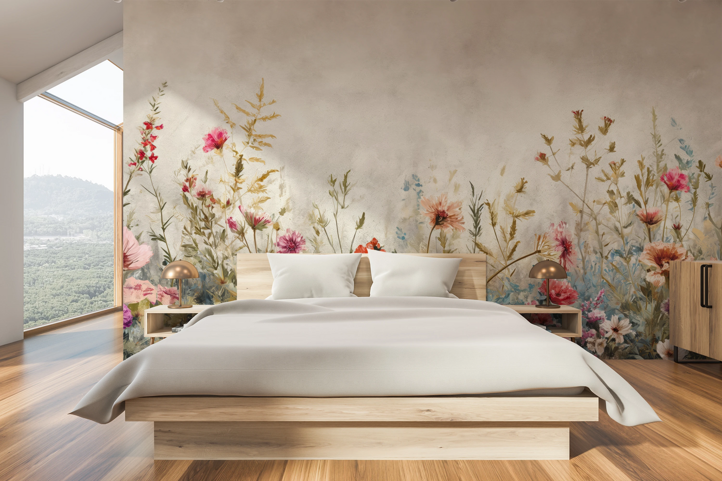 Fototapeta malowana o nazwie Blossoming Elegance pokazana w aranżacji wnętrza.