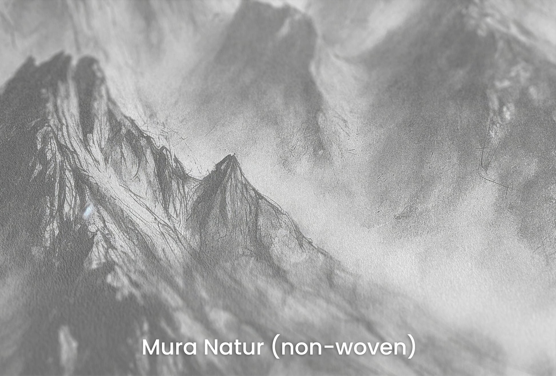 Zbliżenie na artystyczną fototapetę o nazwie Graphite Peaks na podłożu Mura Natur (non-woven) - naturalne i ekologiczne podłoże.