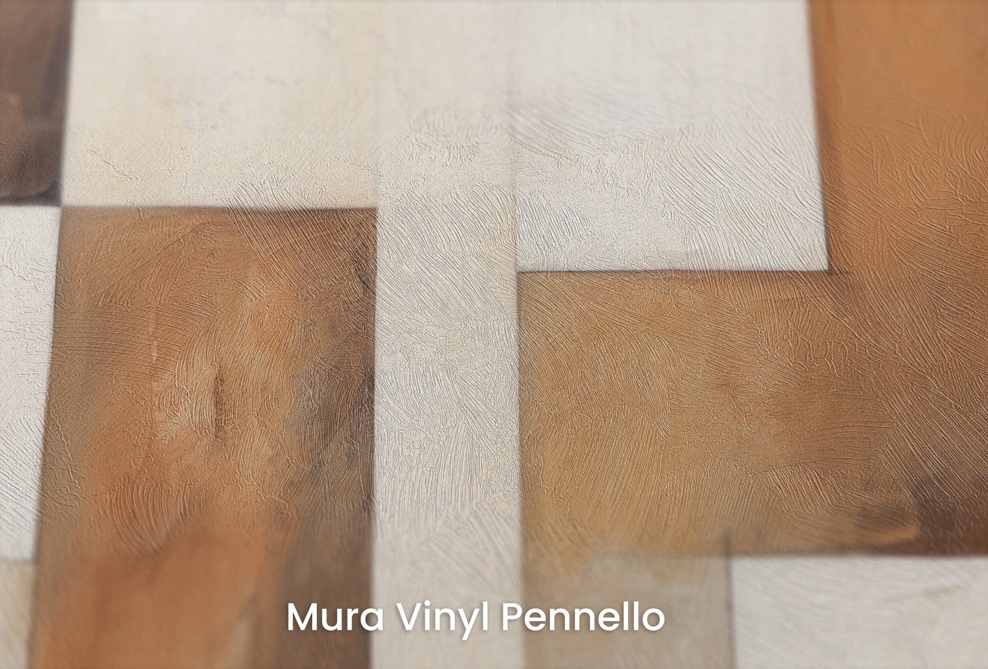 Zbliżenie na artystyczną fototapetę o nazwie Warm Cubism na podłożu Mura Vinyl Pennello - faktura pociągnięć pędzla malarskiego.