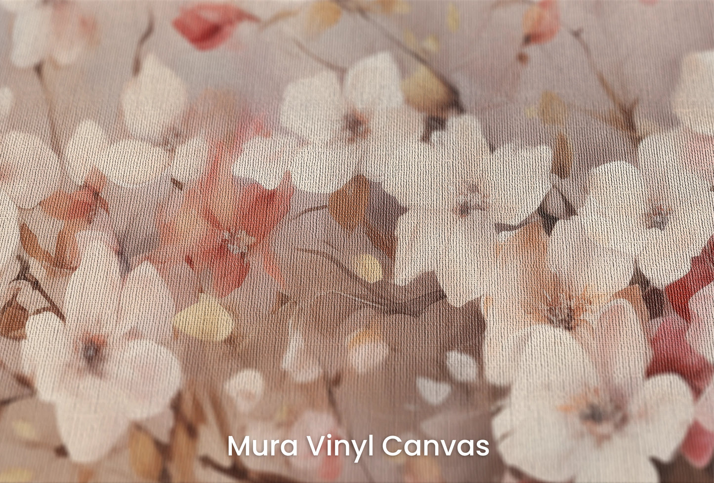 Zbliżenie na artystyczną fototapetę o nazwie Spring Whisper na podłożu Mura Vinyl Canvas - faktura naturalnego płótna.