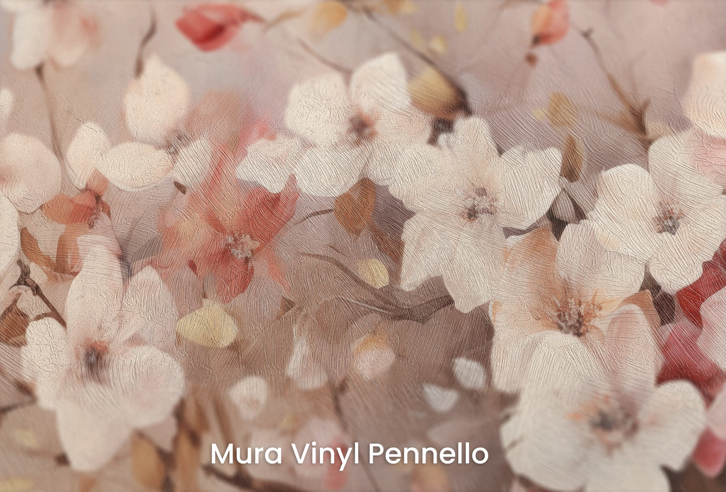 Zbliżenie na artystyczną fototapetę o nazwie Spring Whisper na podłożu Mura Vinyl Pennello - faktura pociągnięć pędzla malarskiego.