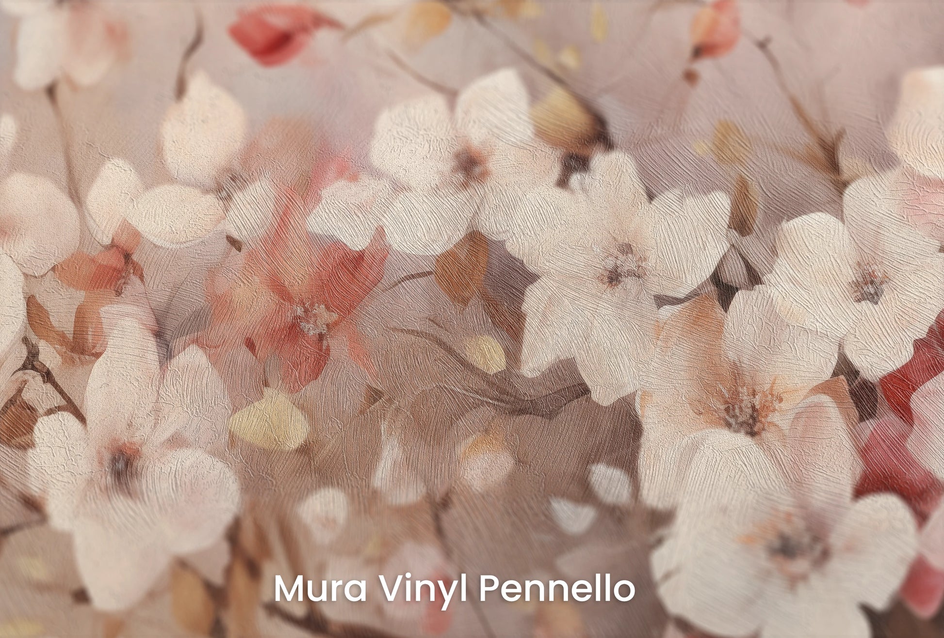 Zbliżenie na artystyczną fototapetę o nazwie Spring Whisper na podłożu Mura Vinyl Pennello - faktura pociągnięć pędzla malarskiego.