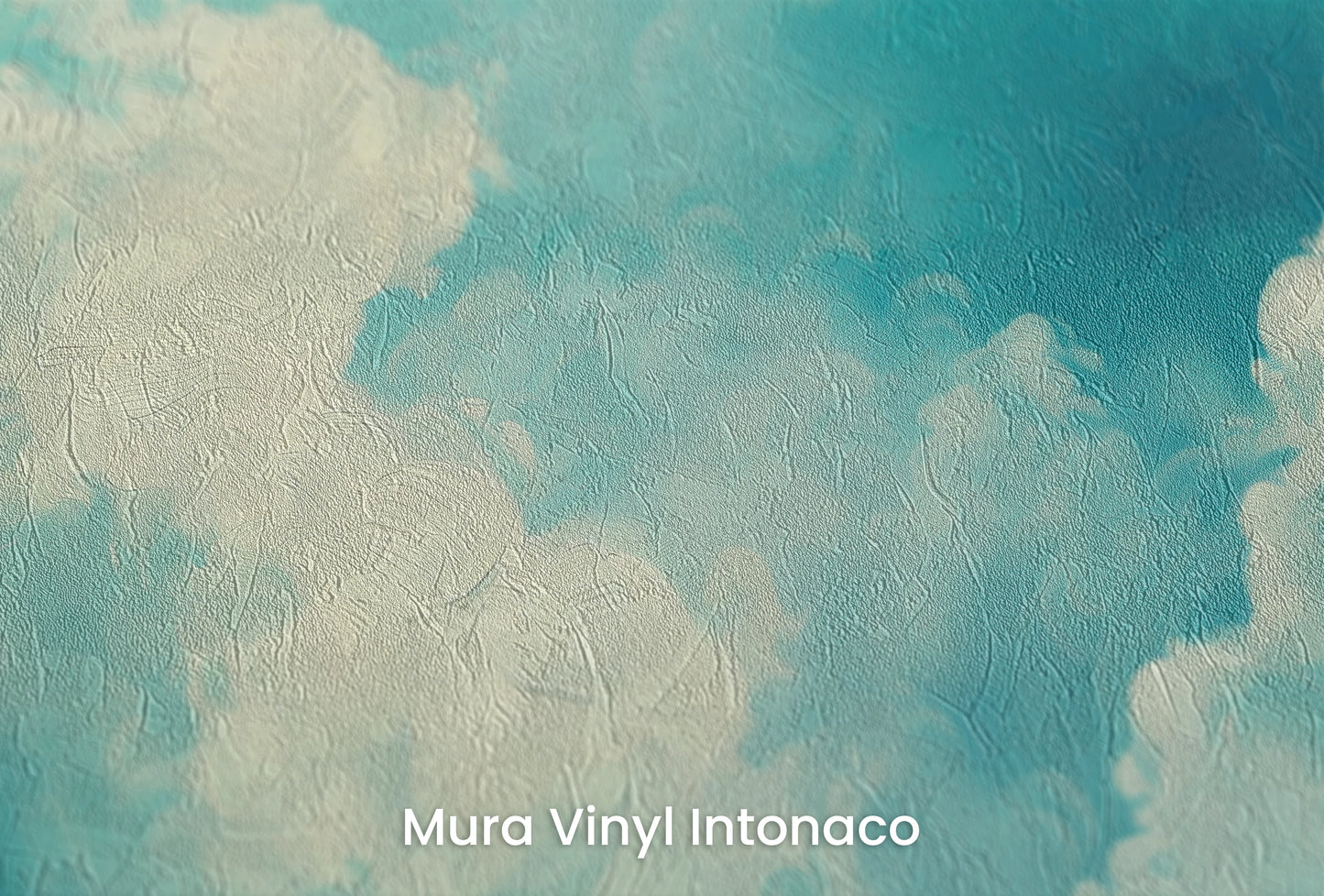 Zbliżenie na artystyczną fototapetę o nazwie Emerald Nebula na podłożu Mura Vinyl Intonaco - struktura tartego tynku.