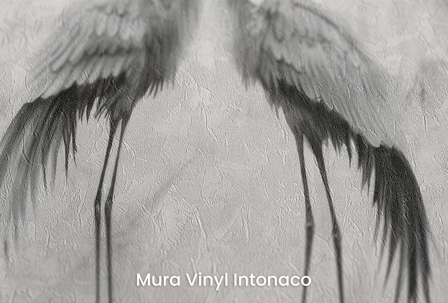Zbliżenie na artystyczną fototapetę o nazwie Moonlit Grace na podłożu Mura Vinyl Intonaco - struktura tartego tynku.