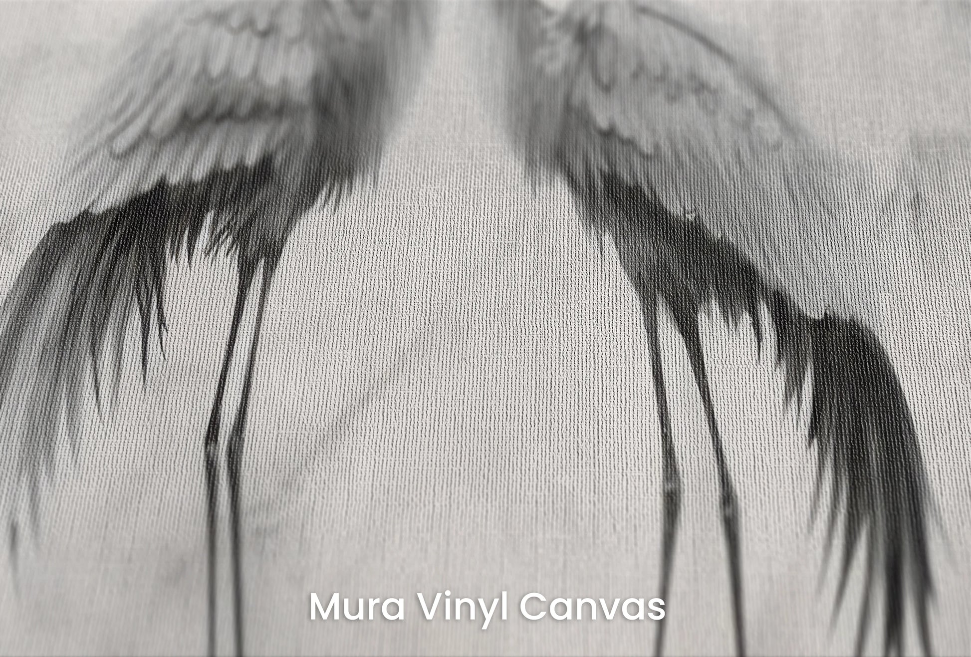 Zbliżenie na artystyczną fototapetę o nazwie Moonlit Grace na podłożu Mura Vinyl Canvas - faktura naturalnego płótna.