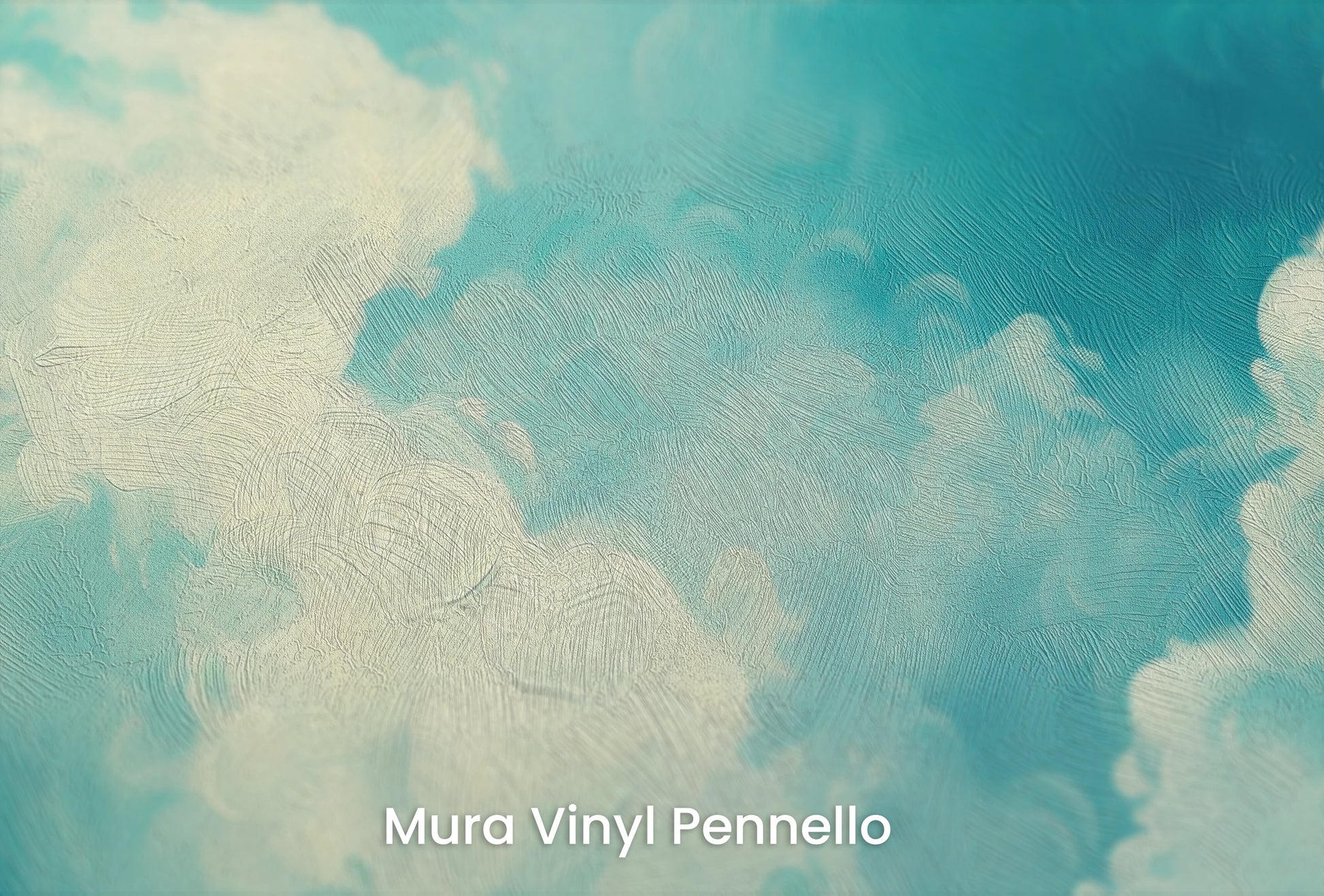 Zbliżenie na artystyczną fototapetę o nazwie Emerald Nebula na podłożu Mura Vinyl Pennello - faktura pociągnięć pędzla malarskiego.
