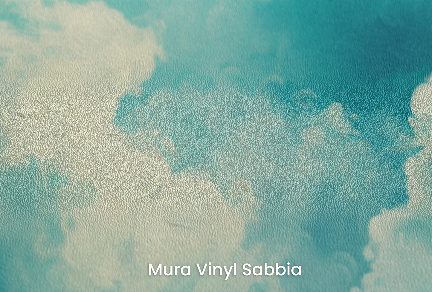 Zbliżenie na artystyczną fototapetę o nazwie Emerald Nebula na podłożu Mura Vinyl Sabbia struktura grubego ziarna piasku.
