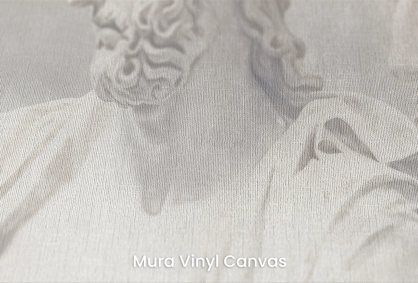 Zbliżenie na artystyczną fototapetę o nazwie Serene Titans na podłożu Mura Vinyl Canvas - faktura naturalnego płótna.
