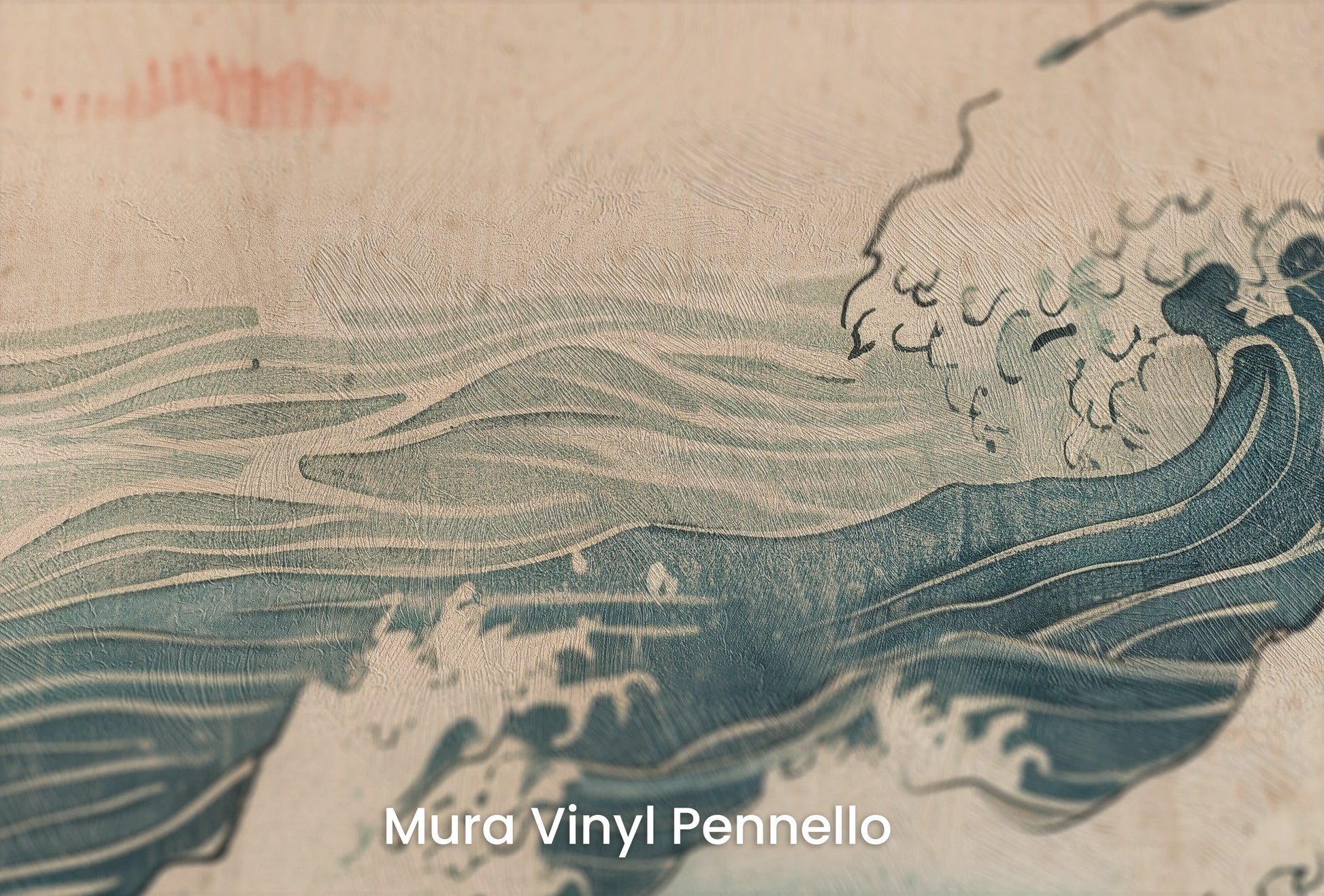 Zbliżenie na artystyczną fototapetę o nazwie Edo's Sunrise na podłożu Mura Vinyl Pennello - faktura pociągnięć pędzla malarskiego.