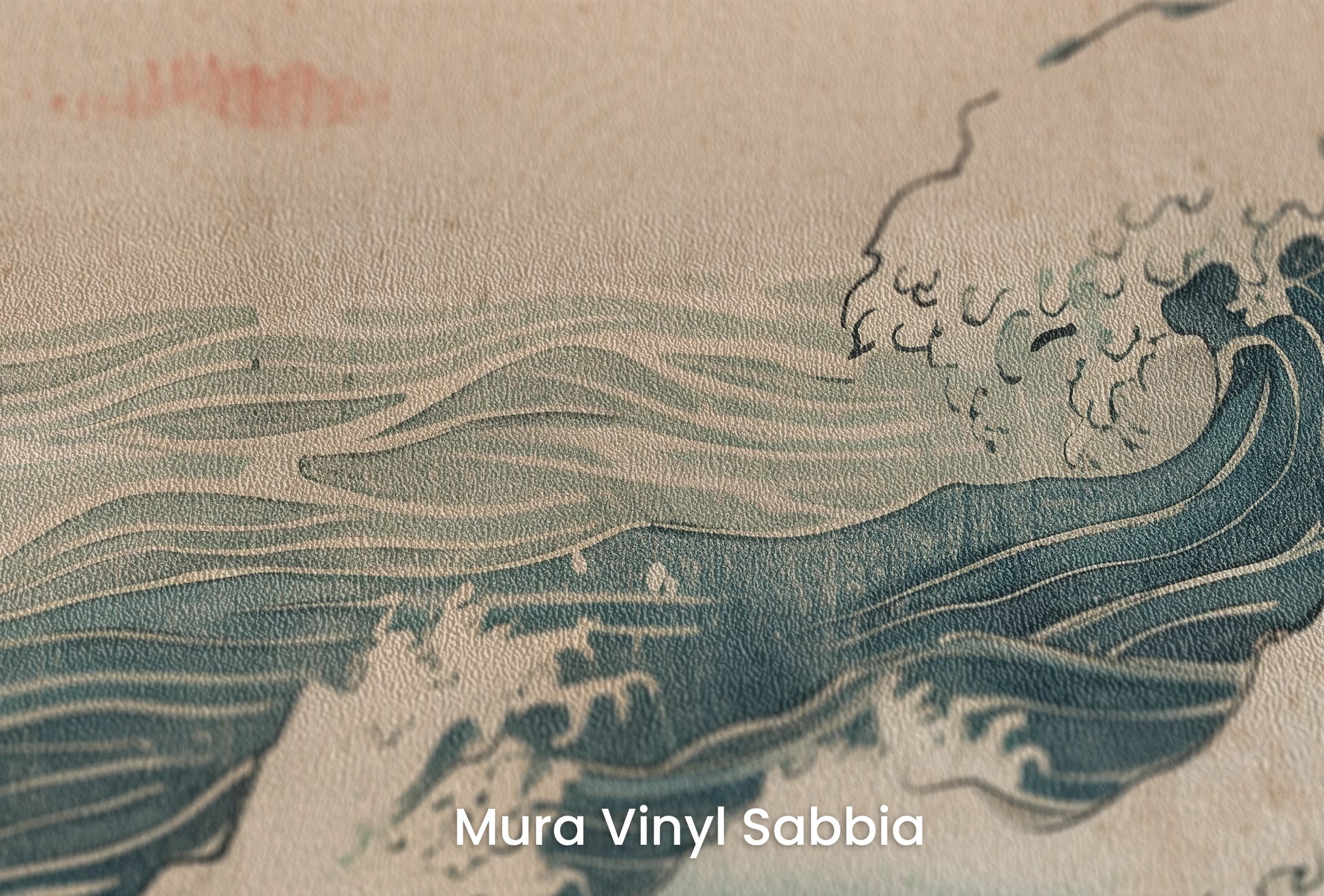 Zbliżenie na artystyczną fototapetę o nazwie Edo's Sunrise na podłożu Mura Vinyl Sabbia struktura grubego ziarna piasku.