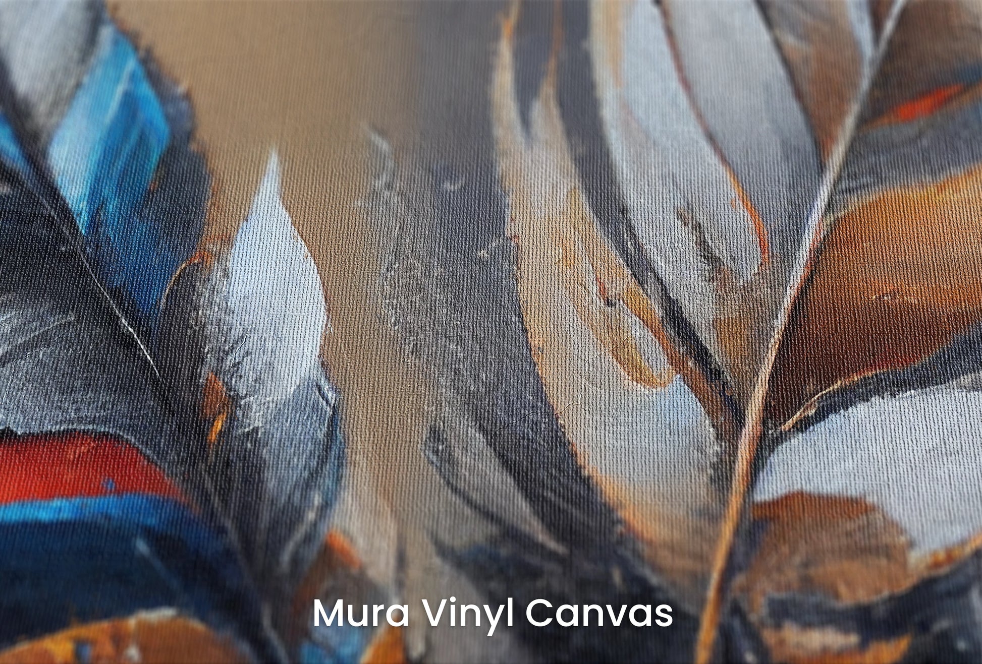 Zbliżenie na artystyczną fototapetę o nazwie Sapphire Accent na podłożu Mura Vinyl Canvas - faktura naturalnego płótna.