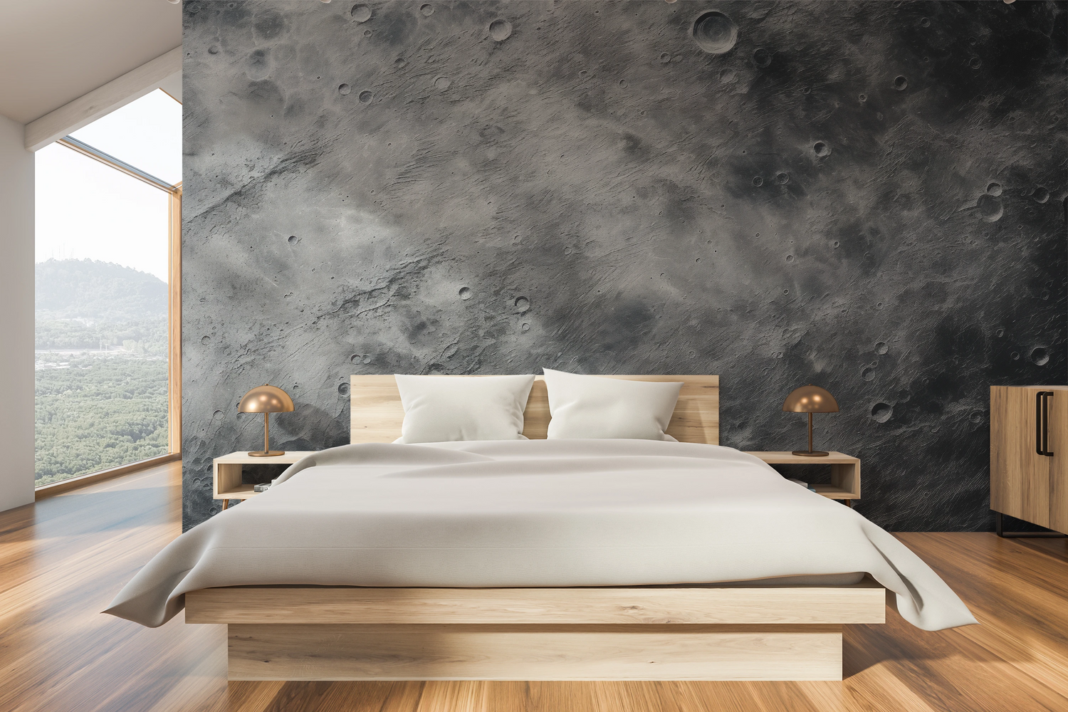 Wzór fototapety artystycznej o nazwie Mercury's Crust pokazanej w aranżacji wnętrza.