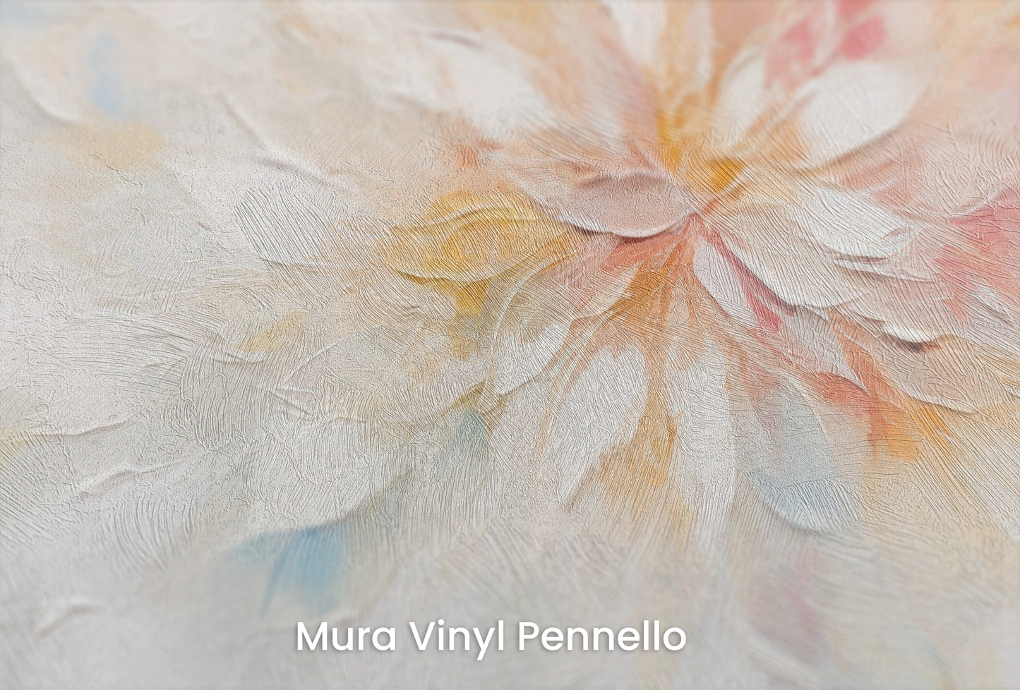 Zbliżenie na artystyczną fototapetę o nazwie Ethereal Blossom na podłożu Mura Vinyl Pennello - faktura pociągnięć pędzla malarskiego.
