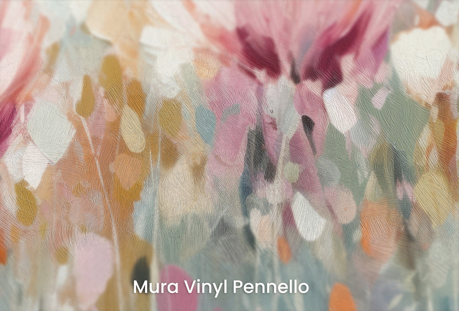 Zbliżenie na artystyczną fototapetę o nazwie Serene Lily Elegance na podłożu Mura Vinyl Pennello - faktura pociągnięć pędzla malarskiego.