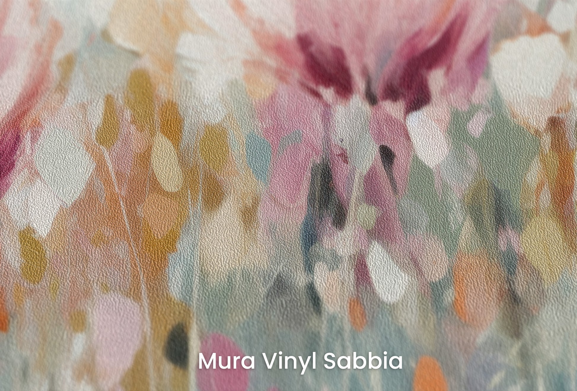 Zbliżenie na artystyczną fototapetę o nazwie Serene Lily Elegance na podłożu Mura Vinyl Sabbia struktura grubego ziarna piasku.