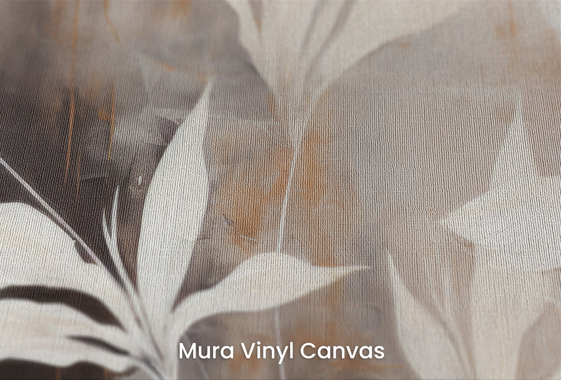 Zbliżenie na artystyczną fototapetę o nazwie Modern Botanicals na podłożu Mura Vinyl Canvas - faktura naturalnego płótna.