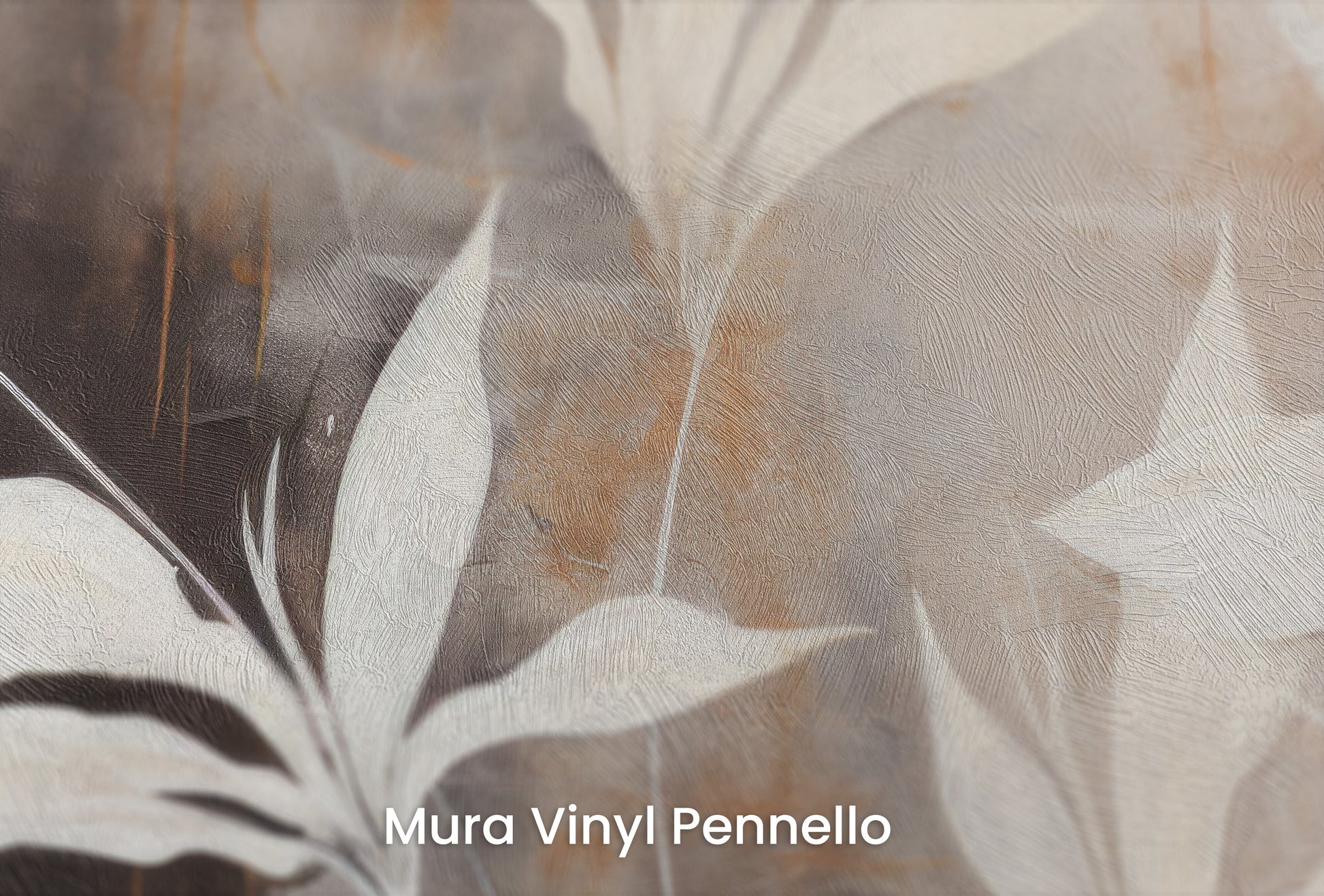 Zbliżenie na artystyczną fototapetę o nazwie Modern Botanicals na podłożu Mura Vinyl Pennello - faktura pociągnięć pędzla malarskiego.