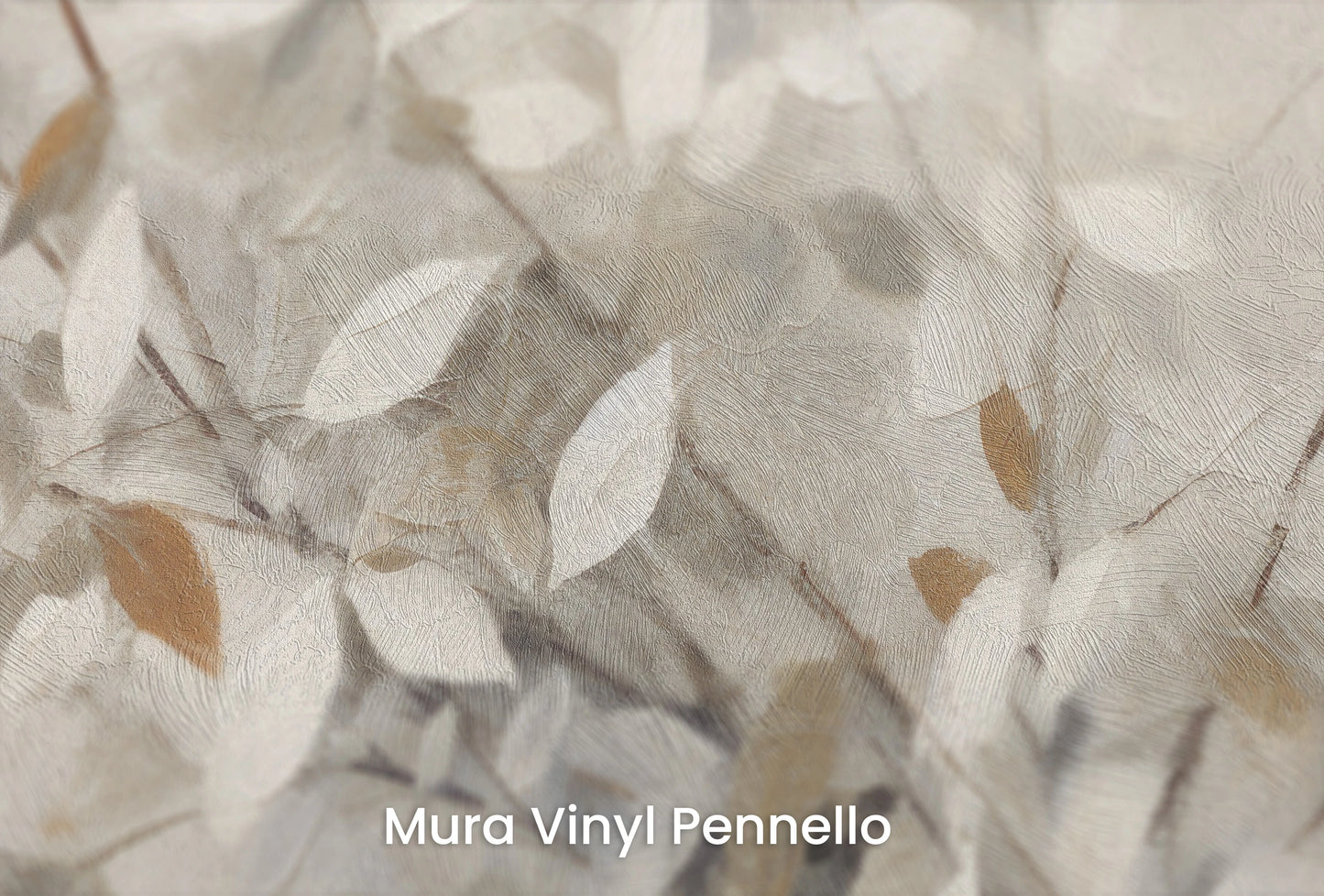 Zbliżenie na artystyczną fototapetę o nazwie Gentle Branches na podłożu Mura Vinyl Pennello - faktura pociągnięć pędzla malarskiego.