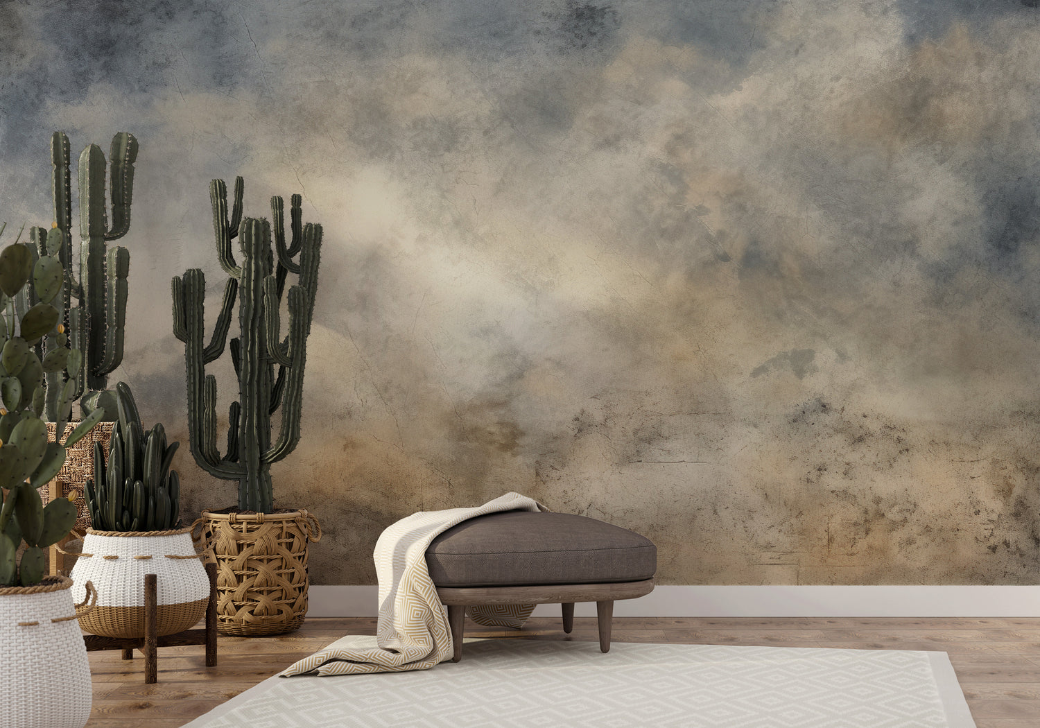 Wzór fototapety artystycznej o nazwie ANTIQUE CLOUD TAPESTRY pokazanej w aranżacji wnętrza.