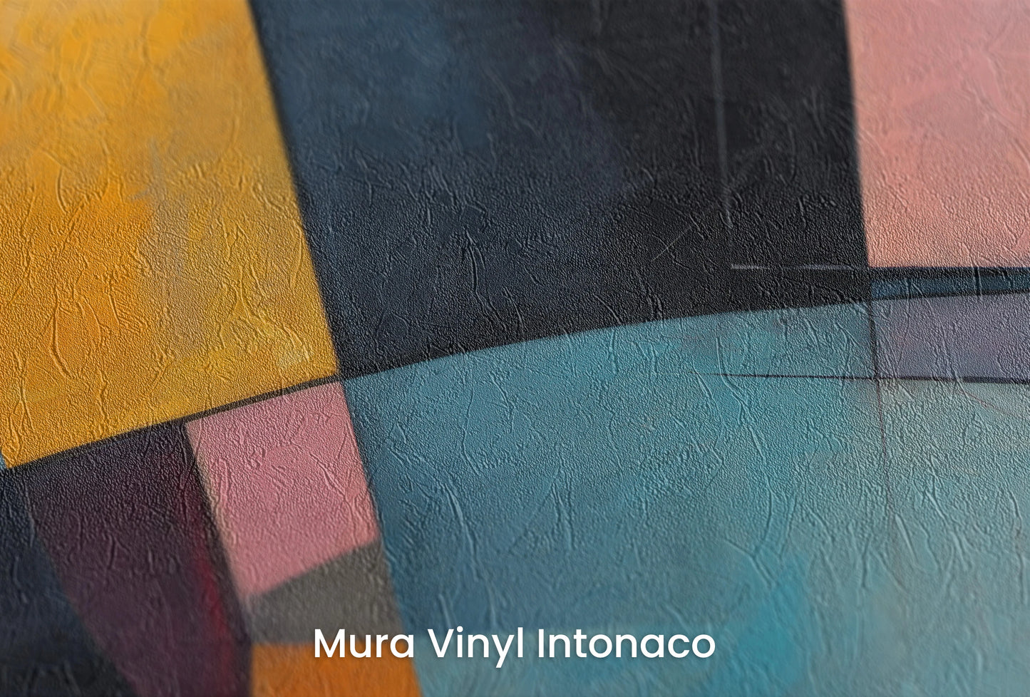 Zbliżenie na artystyczną fototapetę o nazwie Circular Geometry na podłożu Mura Vinyl Intonaco - struktura tartego tynku.