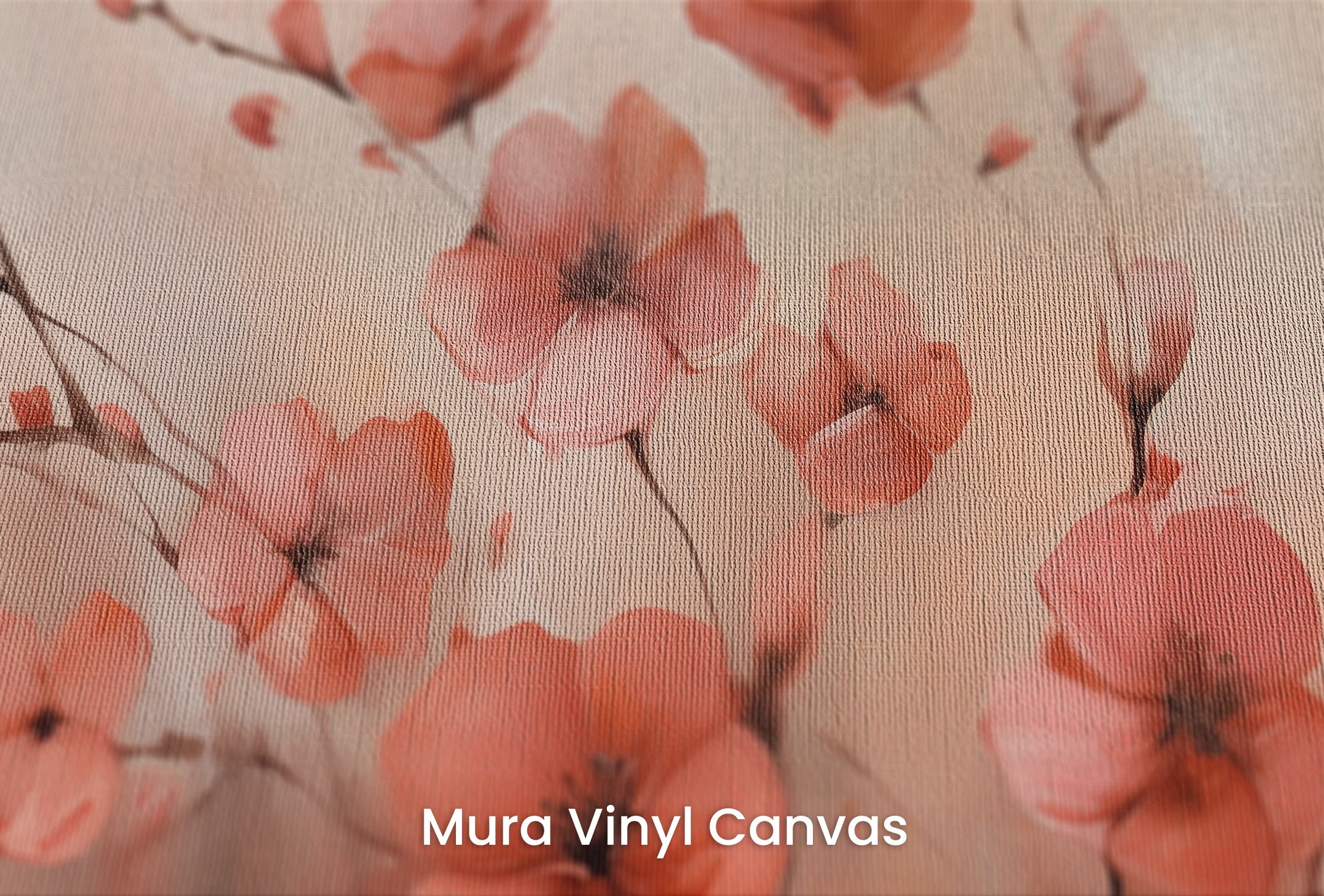 Zbliżenie na artystyczną fototapetę o nazwie Coral Delicacy na podłożu Mura Vinyl Canvas - faktura naturalnego płótna.