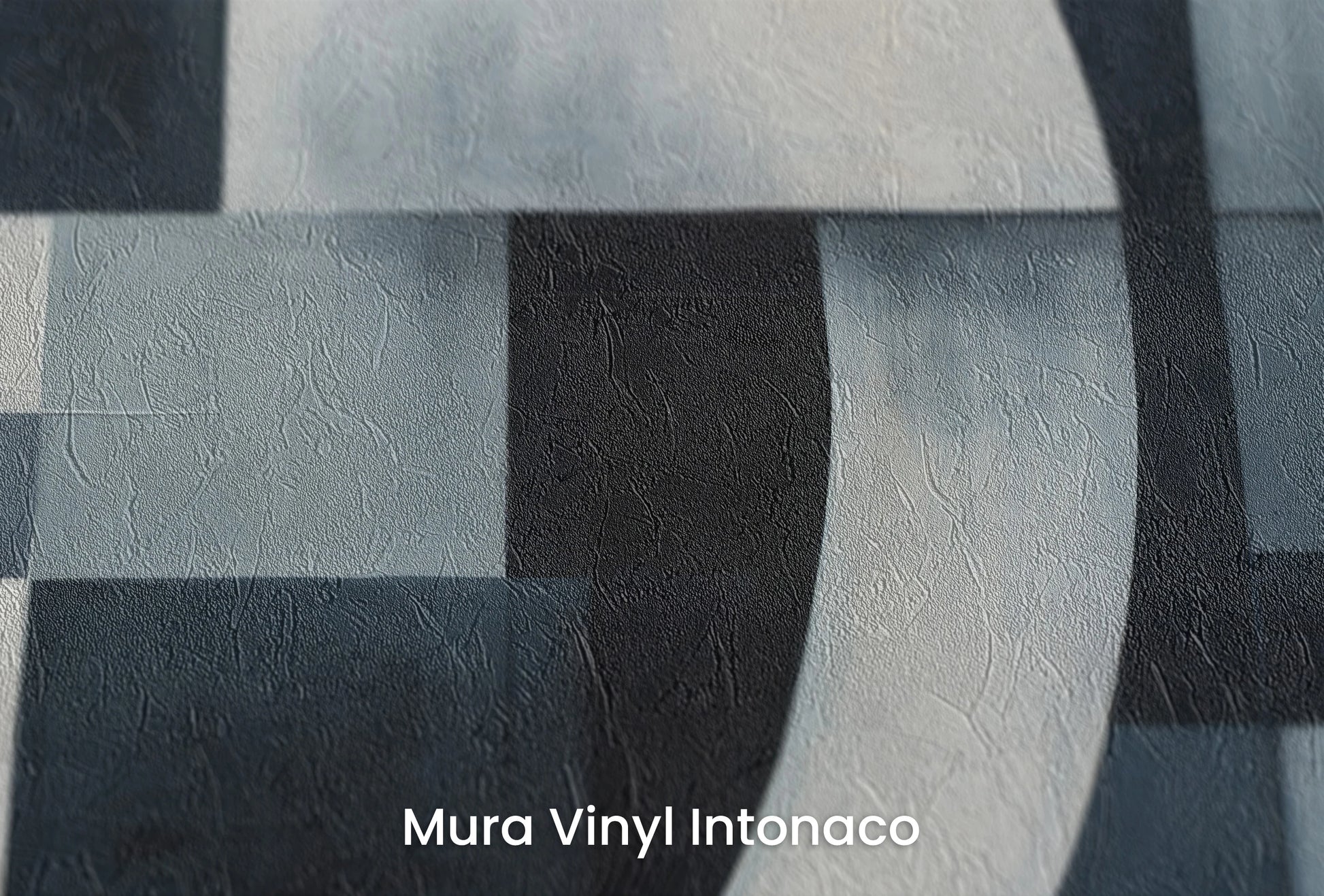 Zbliżenie na artystyczną fototapetę o nazwie Night Geometry na podłożu Mura Vinyl Intonaco - struktura tartego tynku.