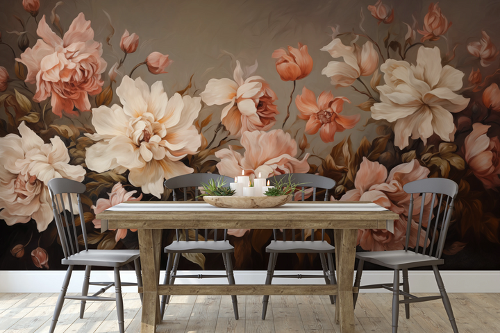Fototapeta artystyczna o nazwie Autumn Rose Elegance pokazana w aranżacji wnętrza.