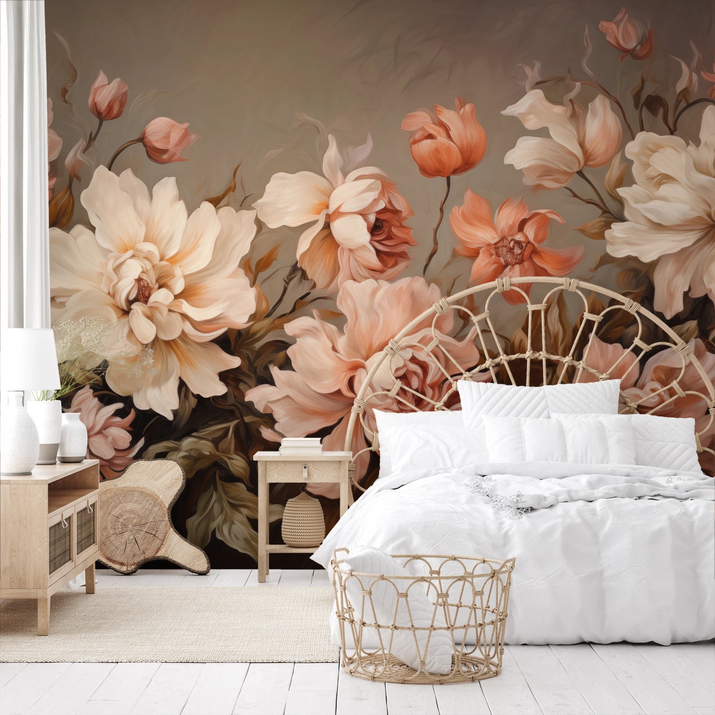 Fototapeta malowana o nazwie Autumn Rose Elegance pokazana w aranżacji wnętrza.