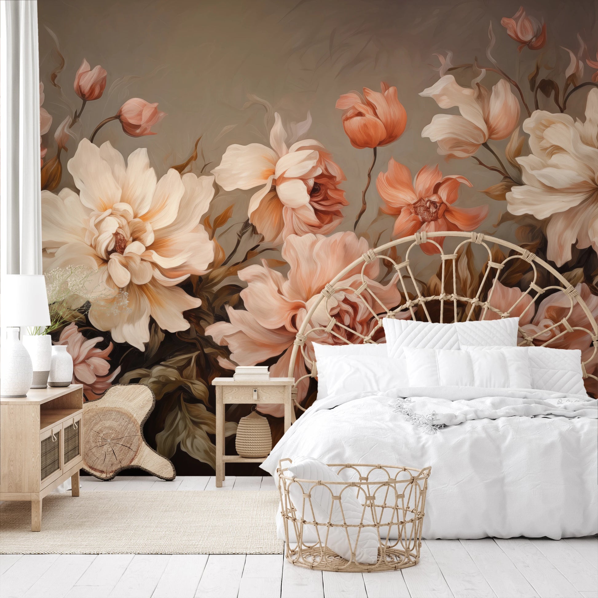 Fototapeta malowana o nazwie Autumn Rose Elegance pokazana w aranżacji wnętrza.