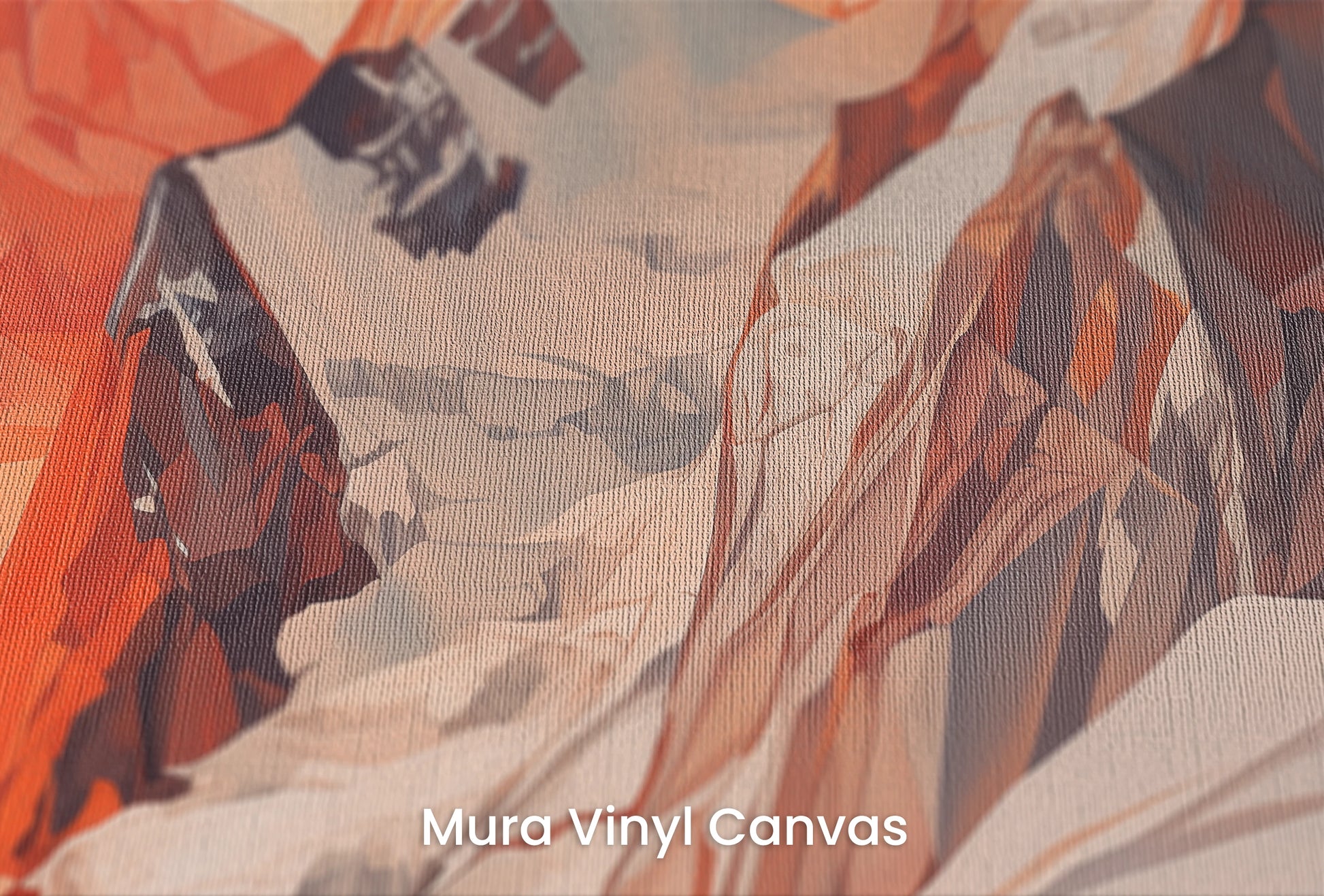 Zbliżenie na artystyczną fototapetę o nazwie Geometric Dawn na podłożu Mura Vinyl Canvas - faktura naturalnego płótna.