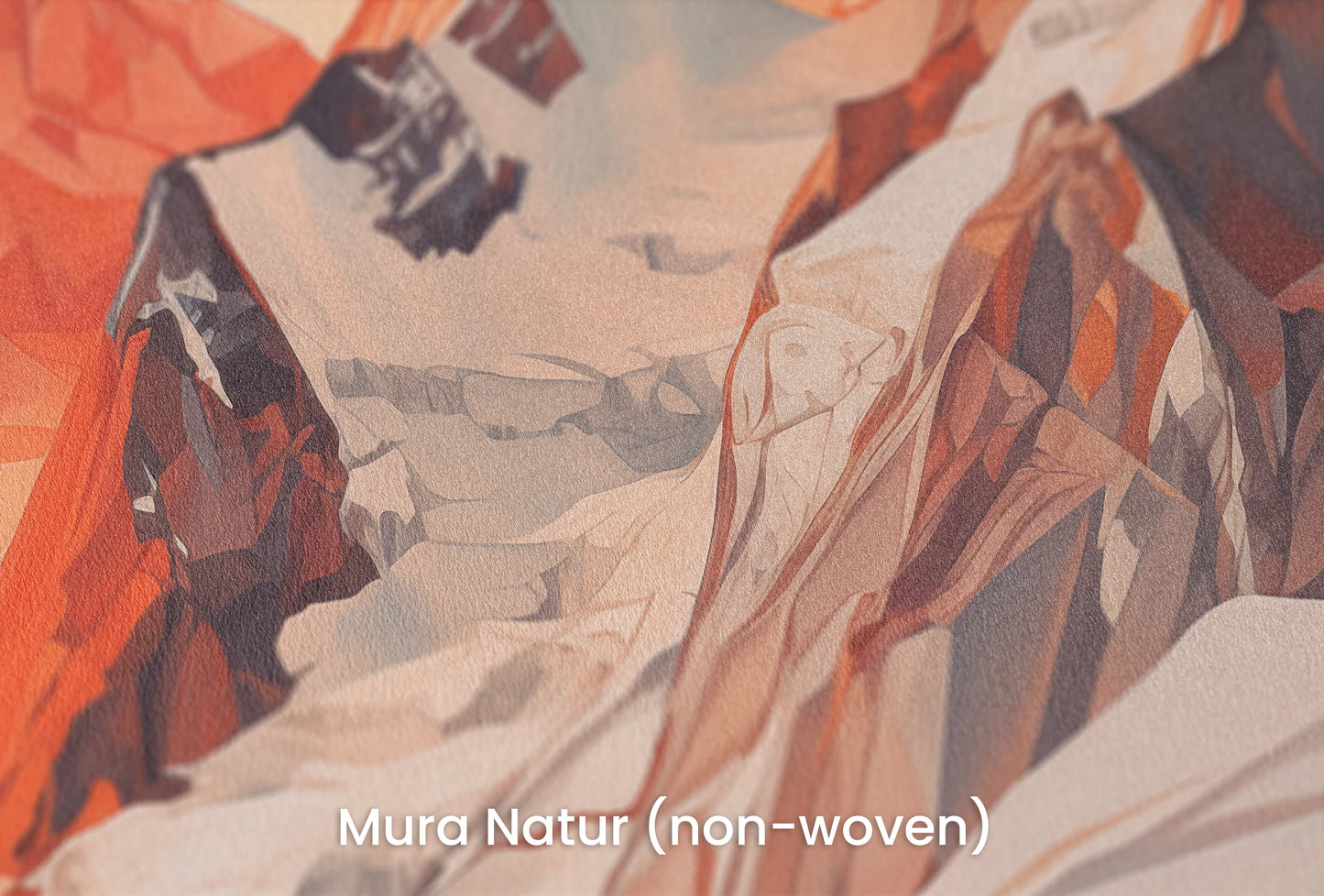 Zbliżenie na artystyczną fototapetę o nazwie Geometric Dawn na podłożu Mura Natur (non-woven) - naturalne i ekologiczne podłoże.