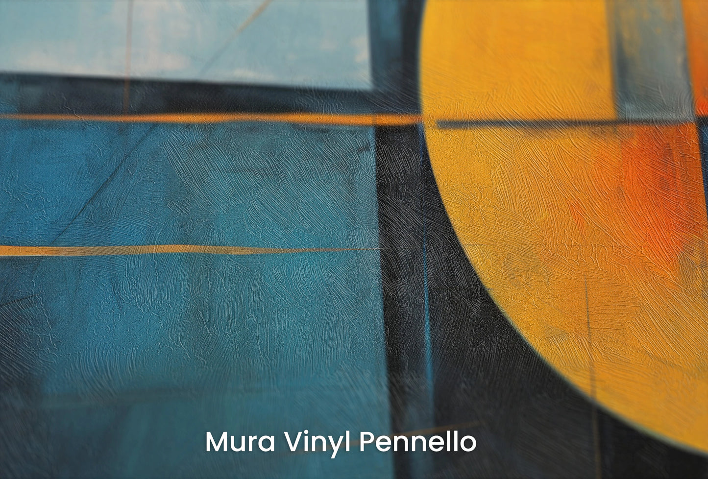 Zbliżenie na artystyczną fototapetę o nazwie Solar Eclipse na podłożu Mura Vinyl Pennello - faktura pociągnięć pędzla malarskiego.