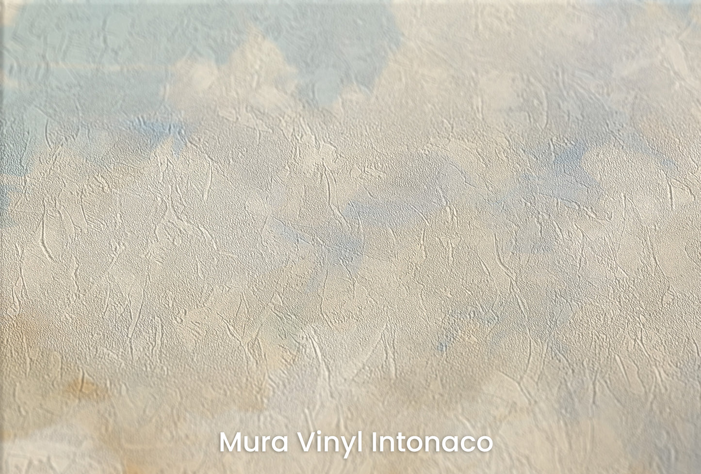 Zbliżenie na artystyczną fototapetę o nazwie HEAVENLY GLOW ATELIER na podłożu Mura Vinyl Intonaco - struktura tartego tynku.