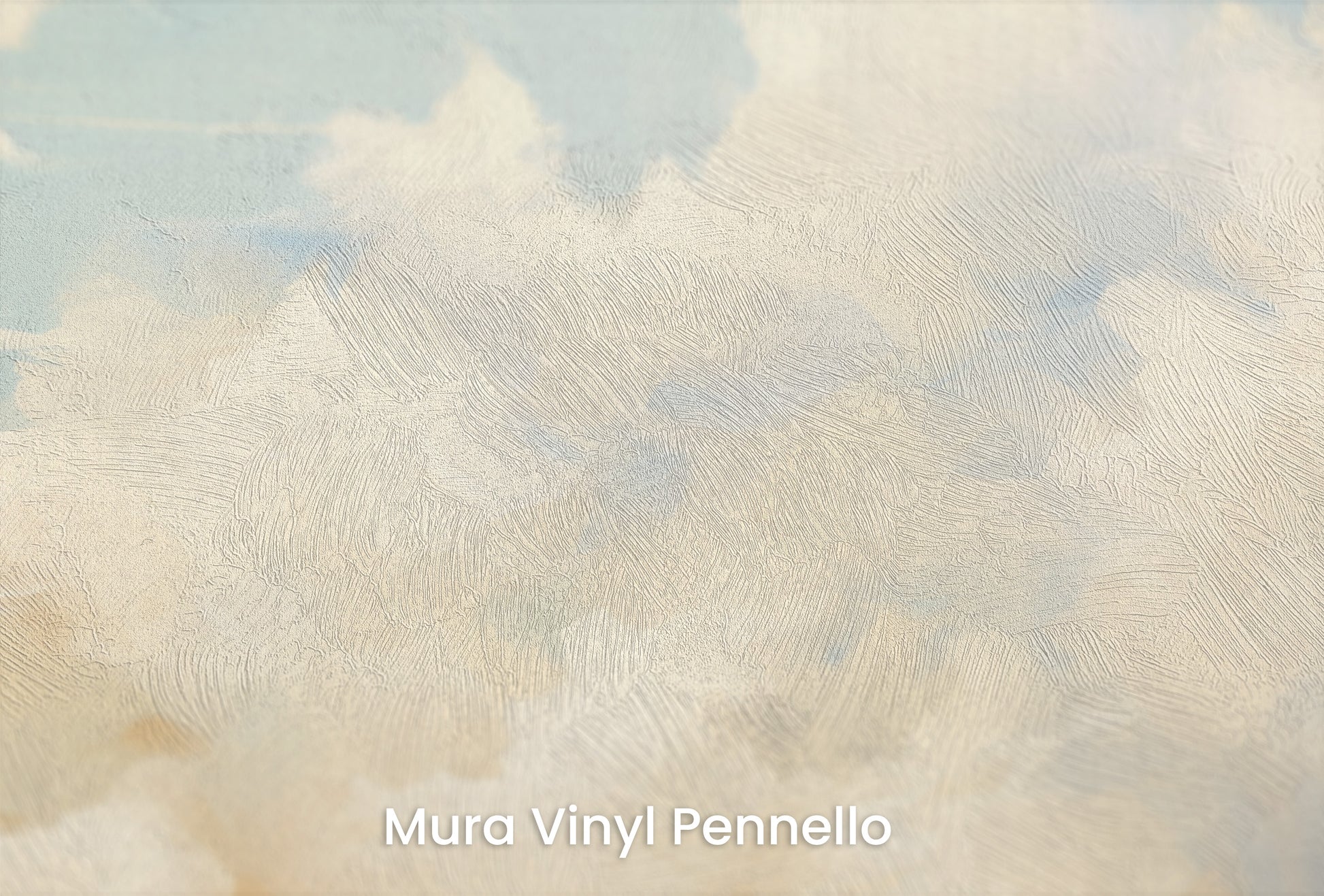 Zbliżenie na artystyczną fototapetę o nazwie HEAVENLY GLOW ATELIER na podłożu Mura Vinyl Pennello - faktura pociągnięć pędzla malarskiego.
