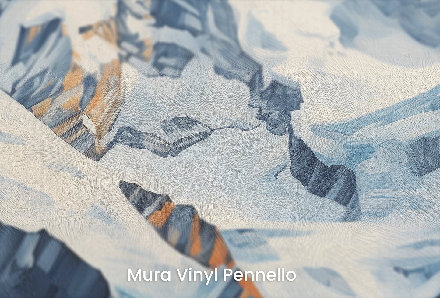 Zbliżenie na artystyczną fototapetę o nazwie Crystalline Heights na podłożu Mura Vinyl Pennello - faktura pociągnięć pędzla malarskiego.