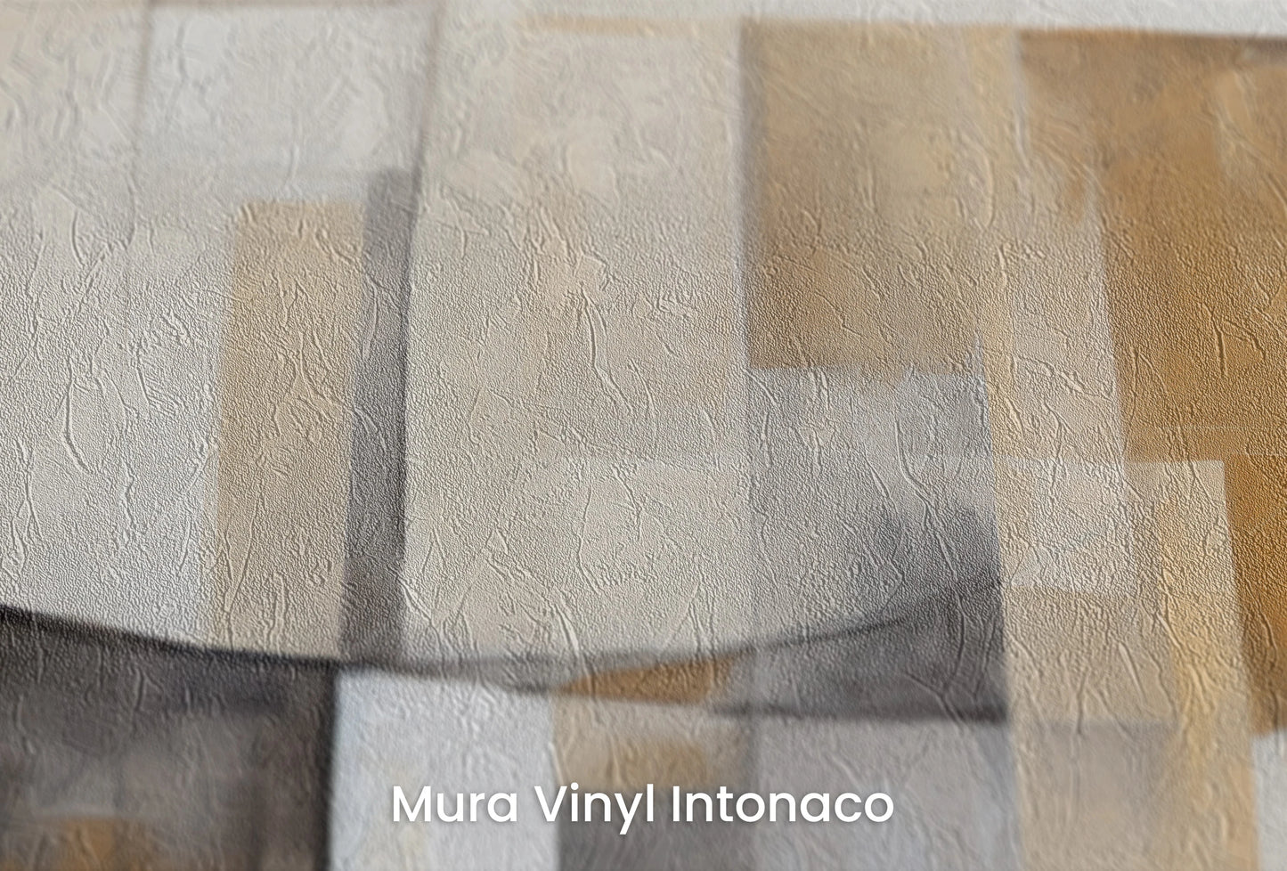 Zbliżenie na artystyczną fototapetę o nazwie Golden Intersection na podłożu Mura Vinyl Intonaco - struktura tartego tynku.
