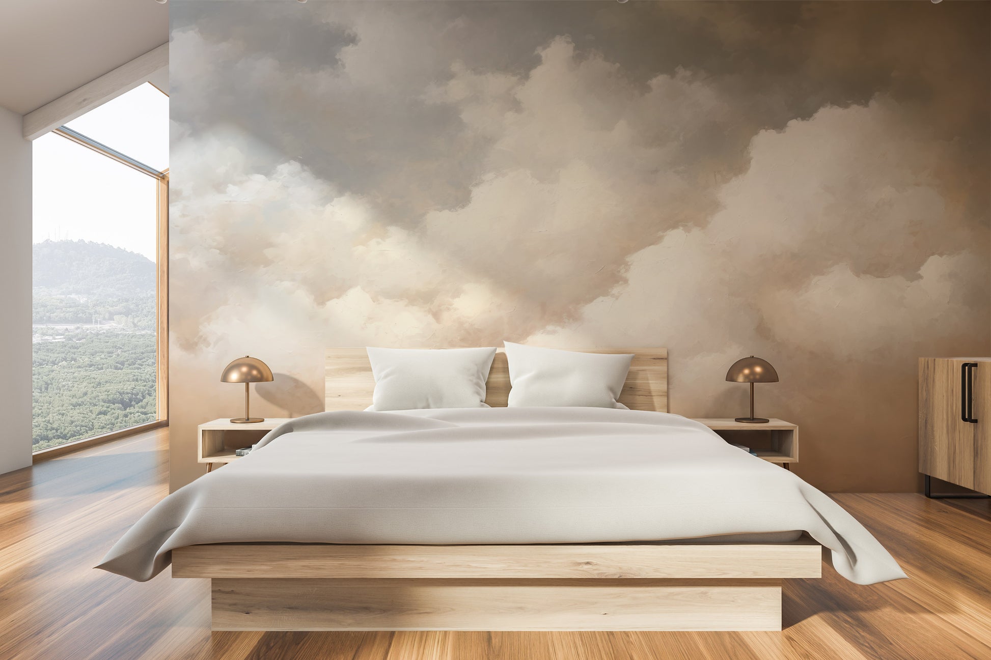 Fototapeta artystyczna o nazwie CLOUDS OF AMBER TWILIGHT pokazana w aranżacji wnętrza.