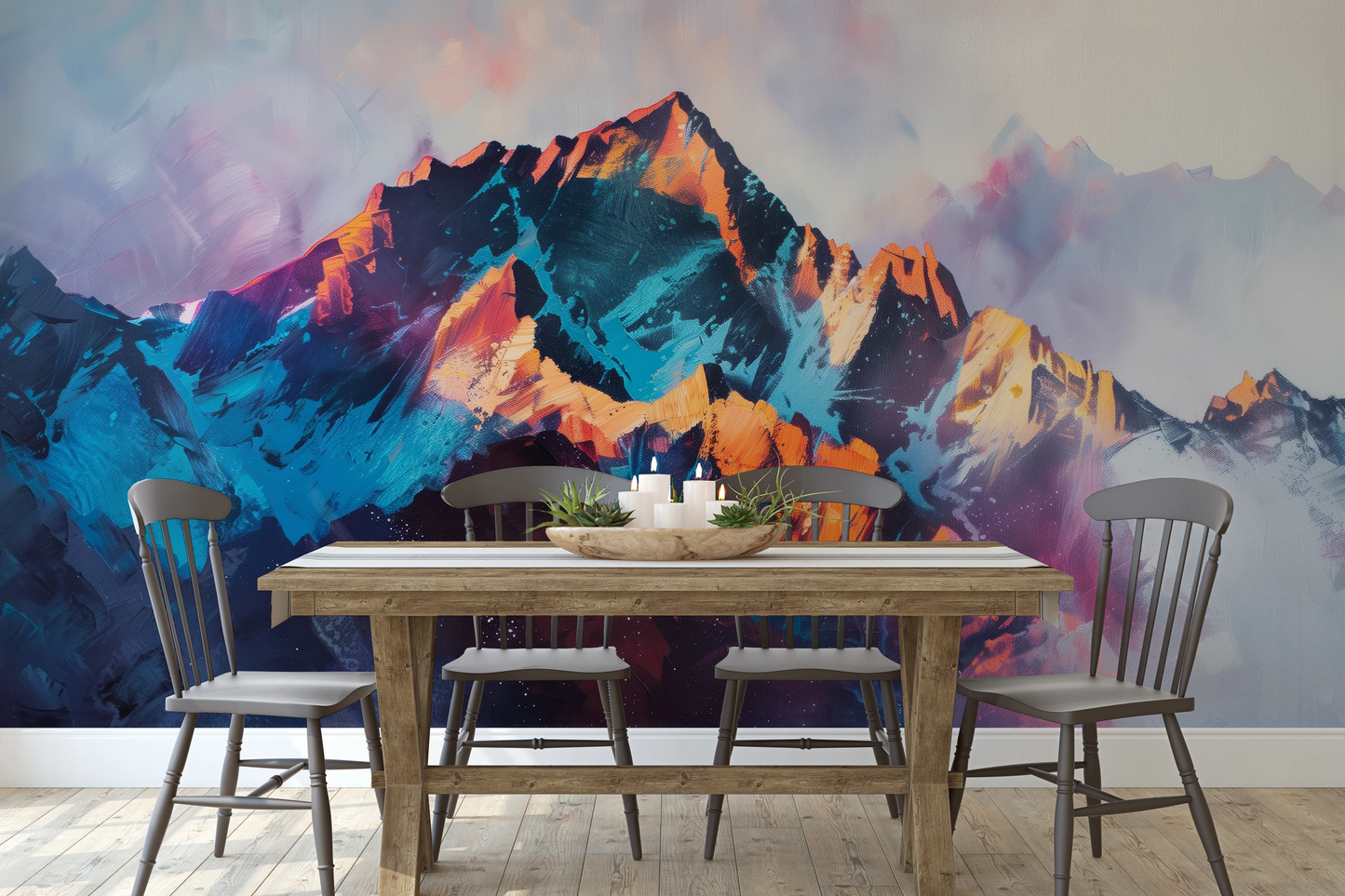 Fototapeta artystyczna o nazwie Vivid Summit pokazana w aranżacji wnętrza.