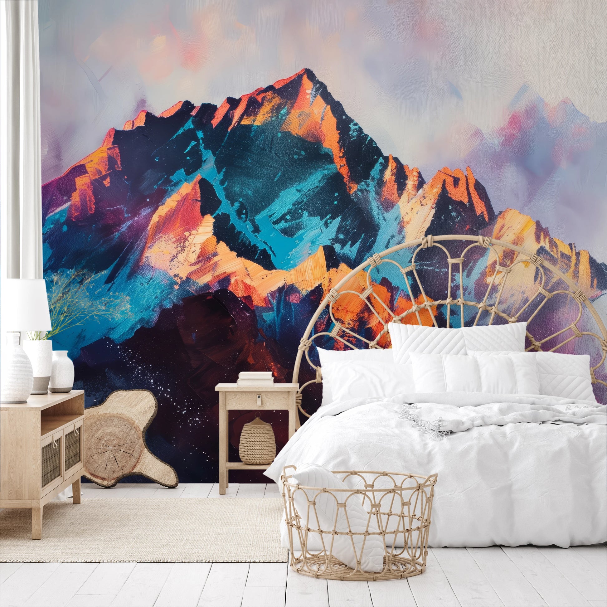 Fototapeta malowana o nazwie Vivid Summit pokazana w aranżacji wnętrza.