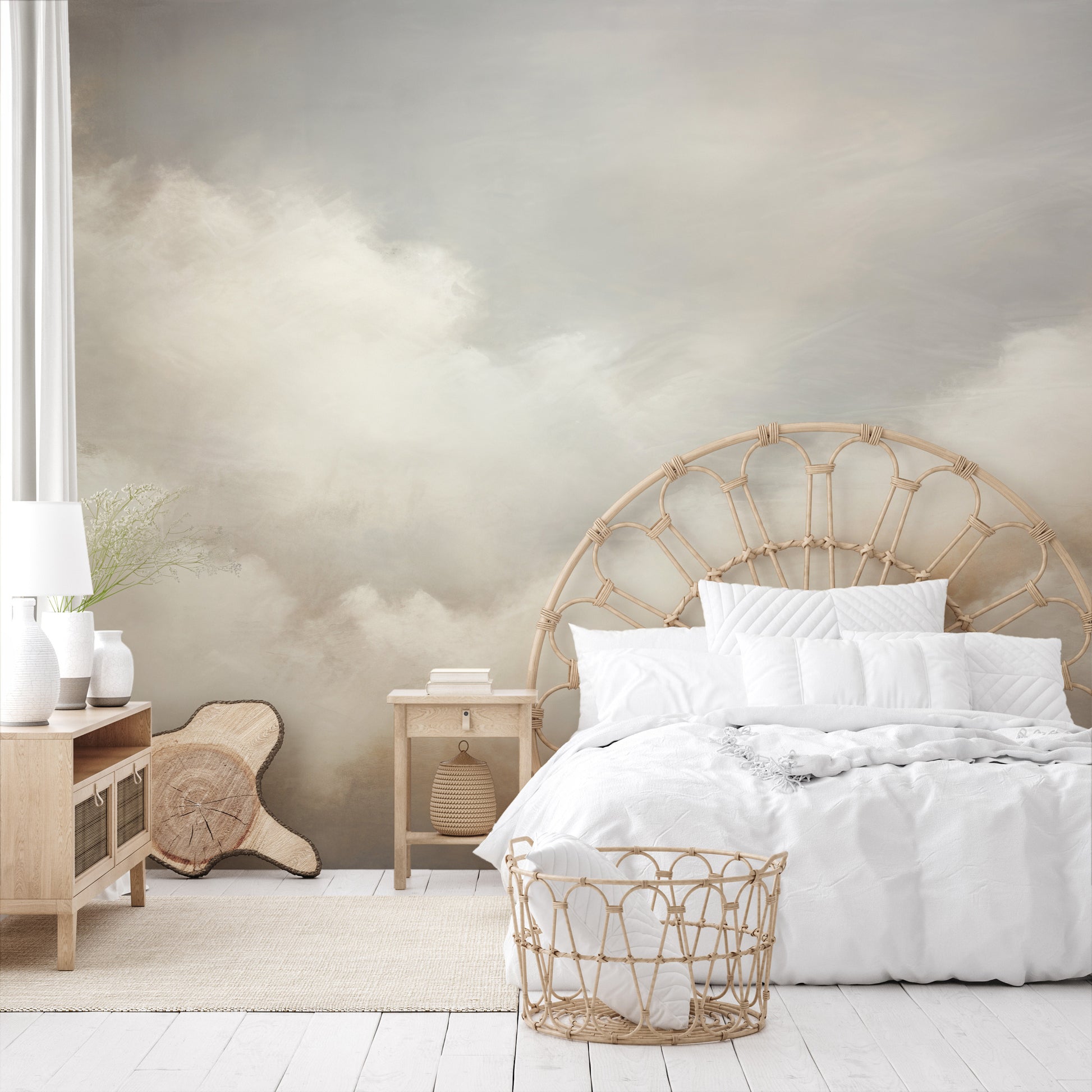 Wzór fototapety o nazwie WHISPERS OF DAWN MURAL pokazanej w kontekście pomieszczenia.