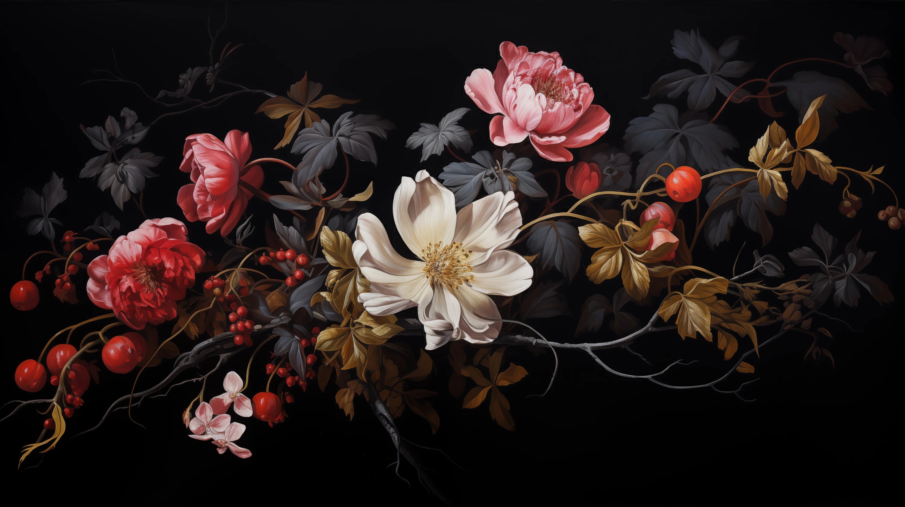 Pattern preview: Prezentacja całego wzoru fototapety o nazwie Midnight Bloom