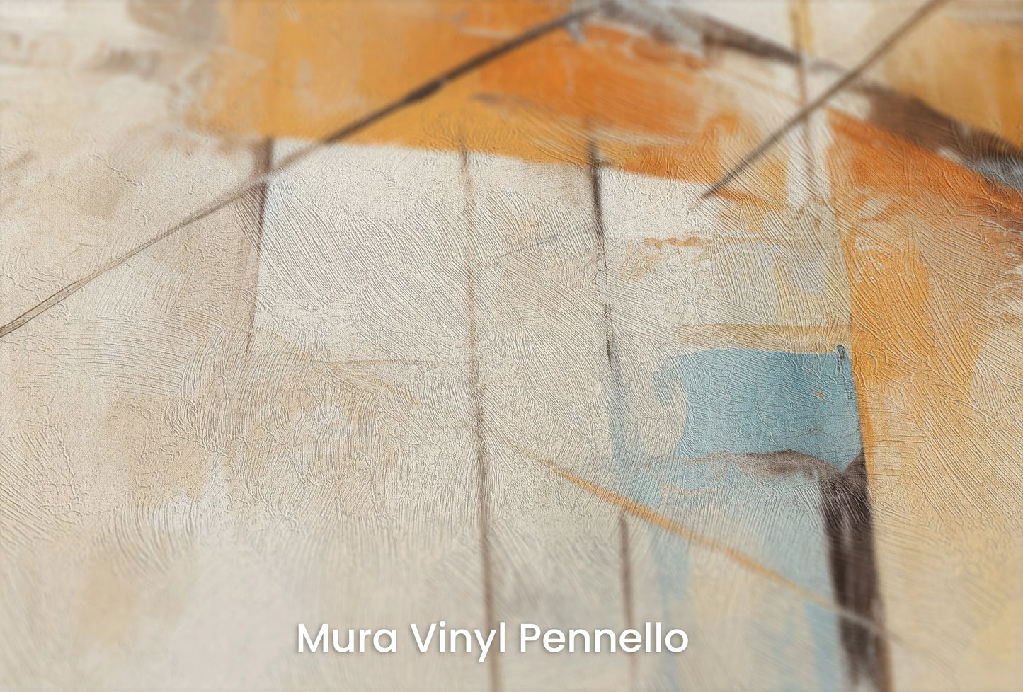 Zbliżenie na artystyczną fototapetę o nazwie Citrus Linearity na podłożu Mura Vinyl Pennello - faktura pociągnięć pędzla malarskiego.