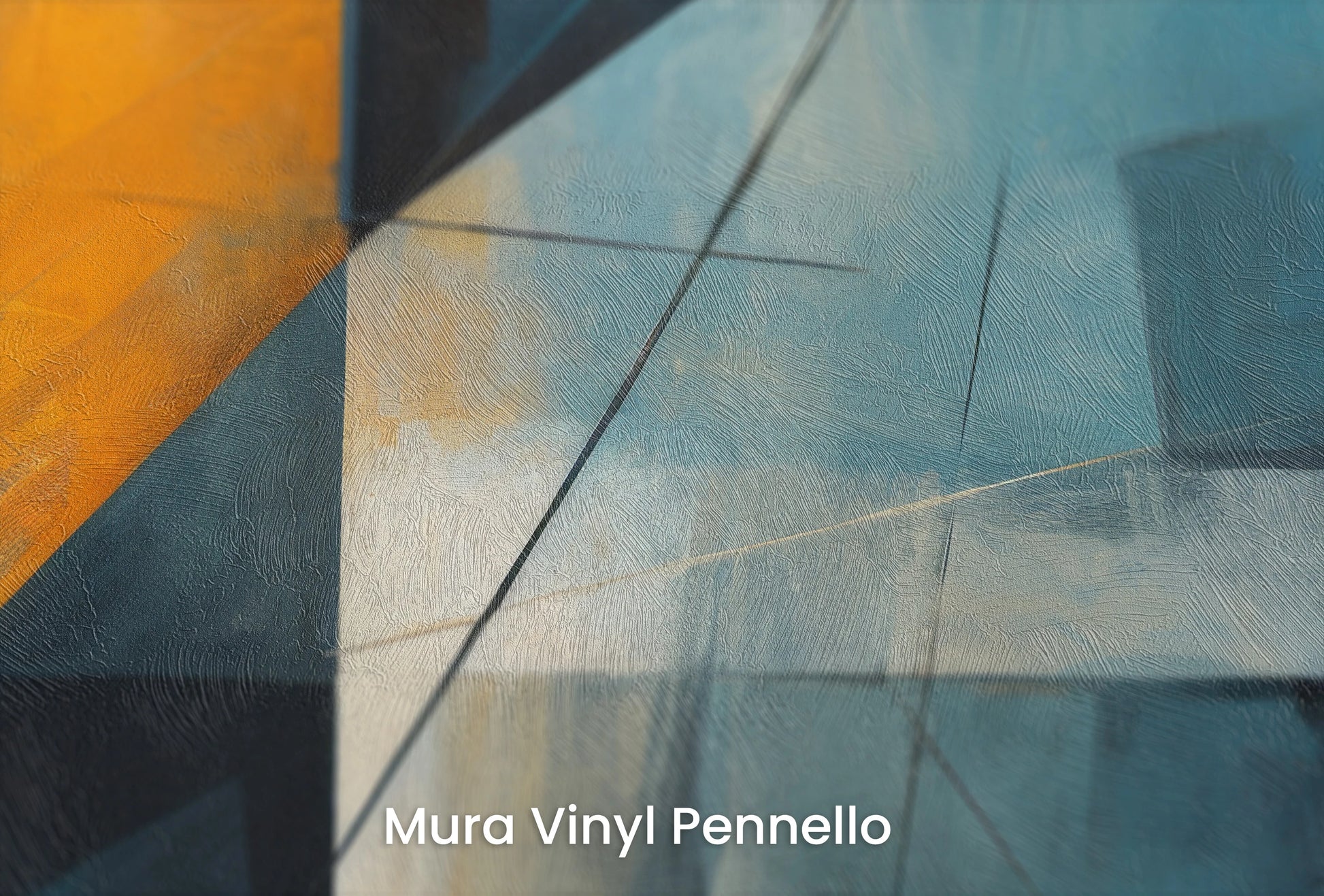 Zbliżenie na artystyczną fototapetę o nazwie Geometric Midnight na podłożu Mura Vinyl Pennello - faktura pociągnięć pędzla malarskiego.