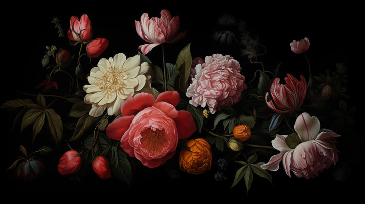 Prezentacja całego wzoru fototapety o nazwie Dutch Floral Classic
