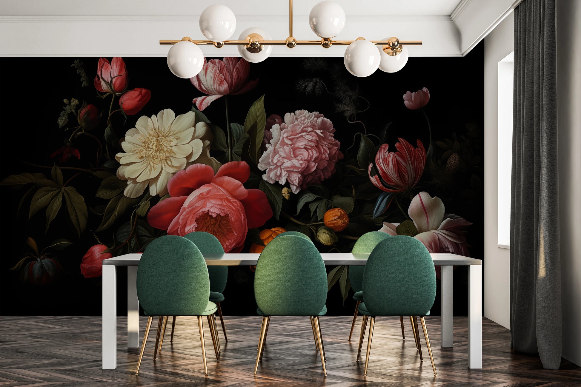 Fototapeta artystyczna o nazwie Dutch Floral Classic pokazana w aranżacji wnętrza.