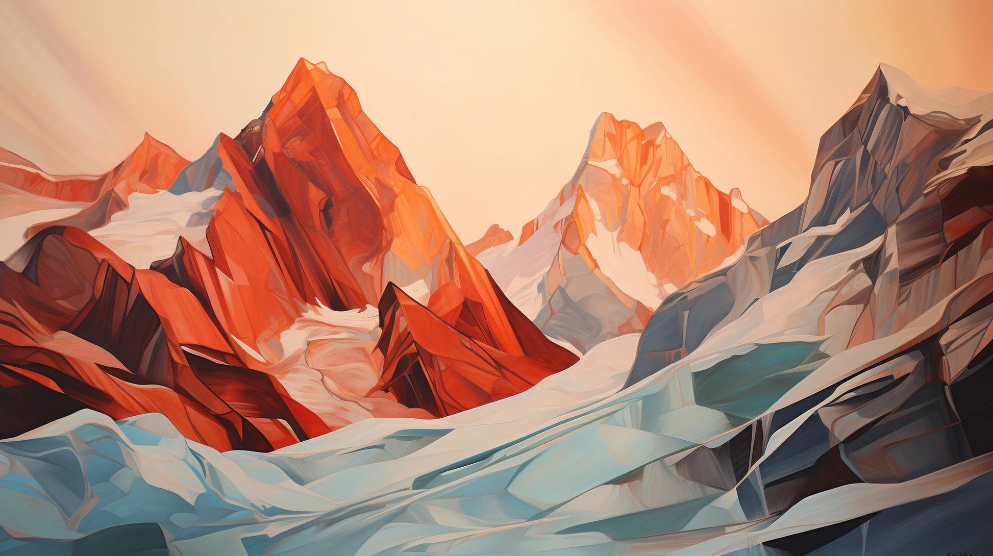 Prezentacja całego wzoru fototapety o nazwie Geometric Glaciers