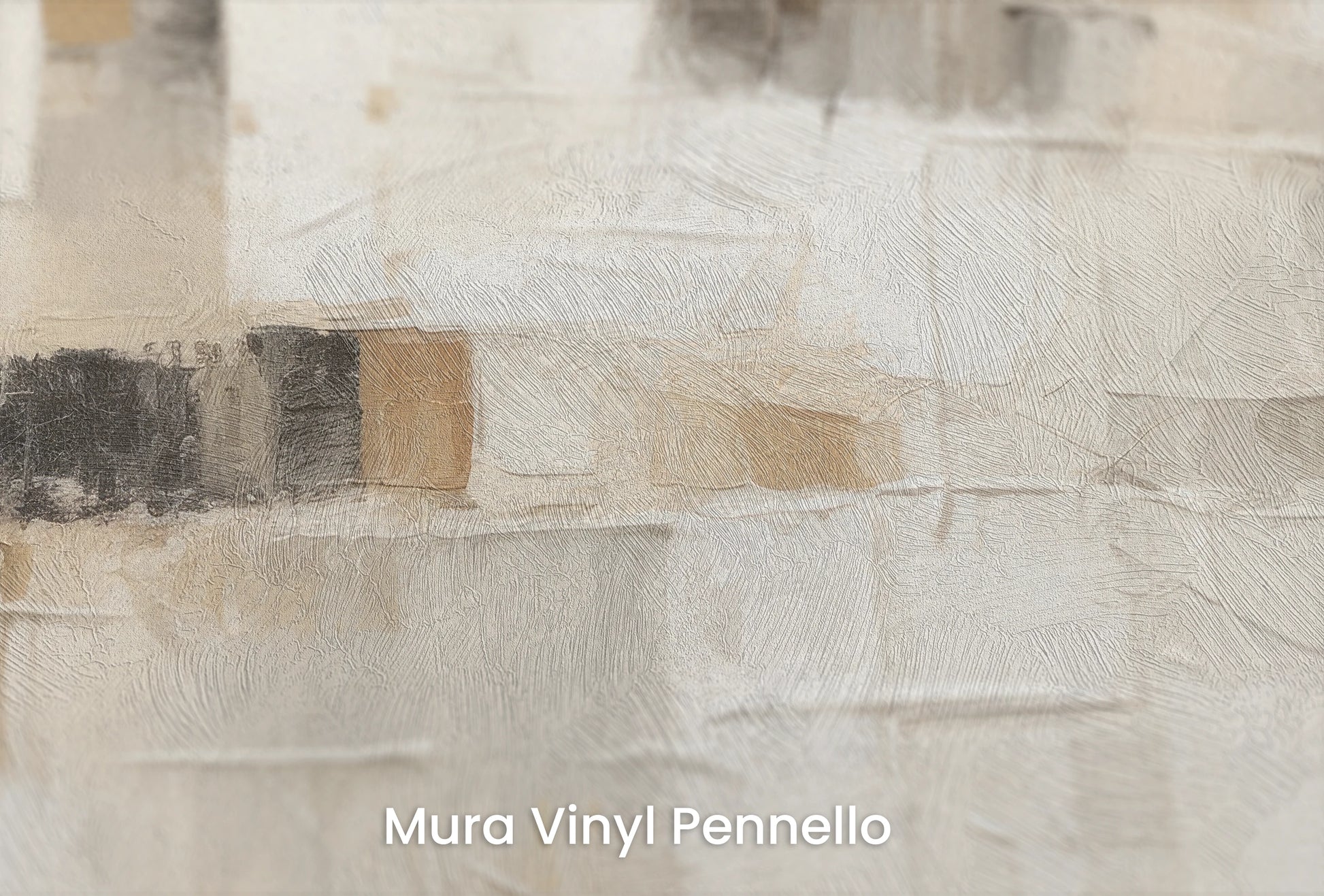 Zbliżenie na artystyczną fototapetę o nazwie Harmony in Neutrals na podłożu Mura Vinyl Pennello - faktura pociągnięć pędzla malarskiego.
