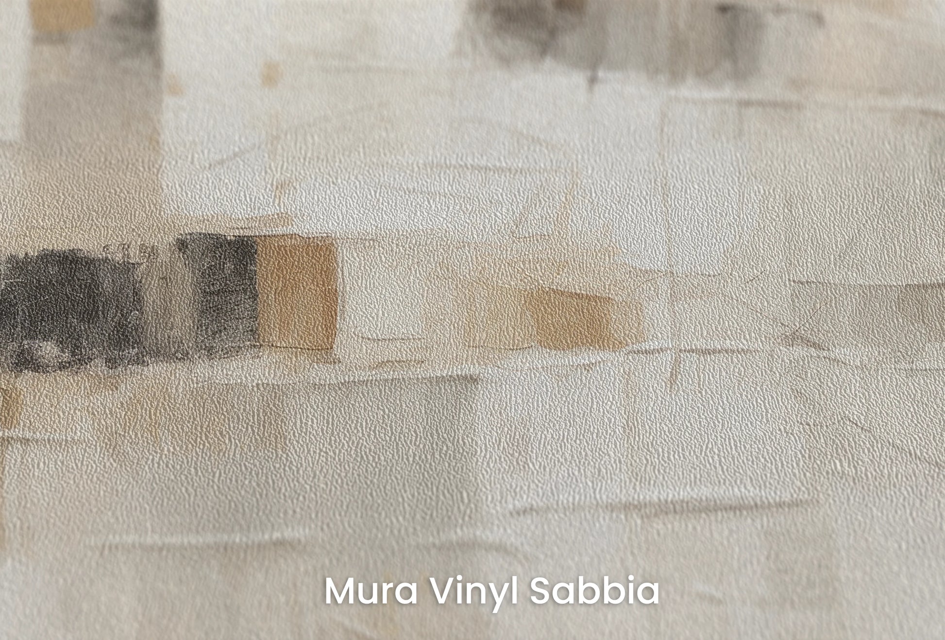 Zbliżenie na artystyczną fototapetę o nazwie Harmony in Neutrals na podłożu Mura Vinyl Sabbia struktura grubego ziarna piasku.