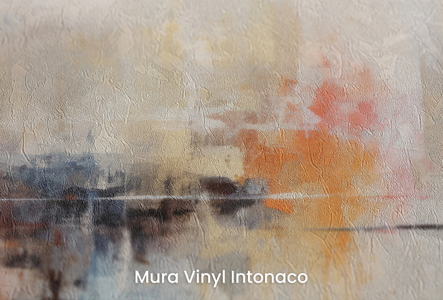 Zbliżenie na artystyczną fototapetę o nazwie Sunset Reflection na podłożu Mura Vinyl Intonaco - struktura tartego tynku.