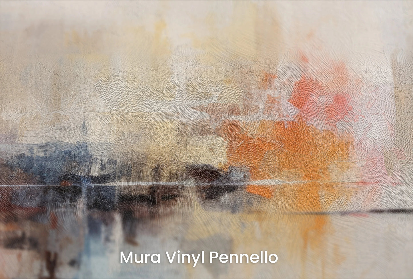 Zbliżenie na artystyczną fototapetę o nazwie Sunset Reflection na podłożu Mura Vinyl Pennello - faktura pociągnięć pędzla malarskiego.